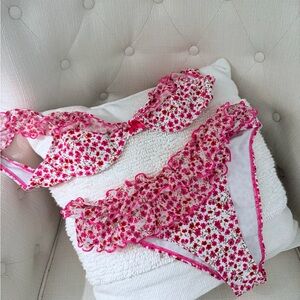 Floral Ruffle Bikini Set - Pink Floral